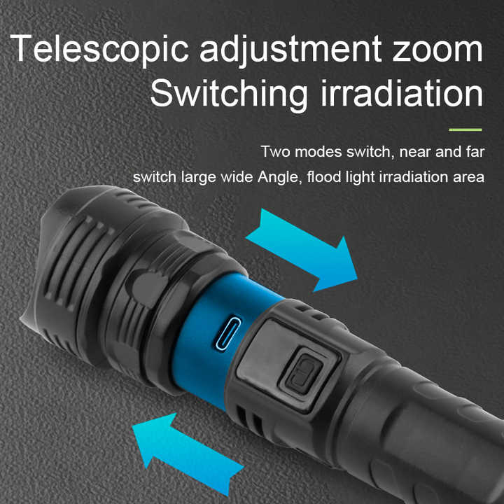 Shopzycart LED Strong Light Flashlight USB Rechargeable Tactical Torch High Power Lamp 1000m Bright Lantern Outdoor Camping