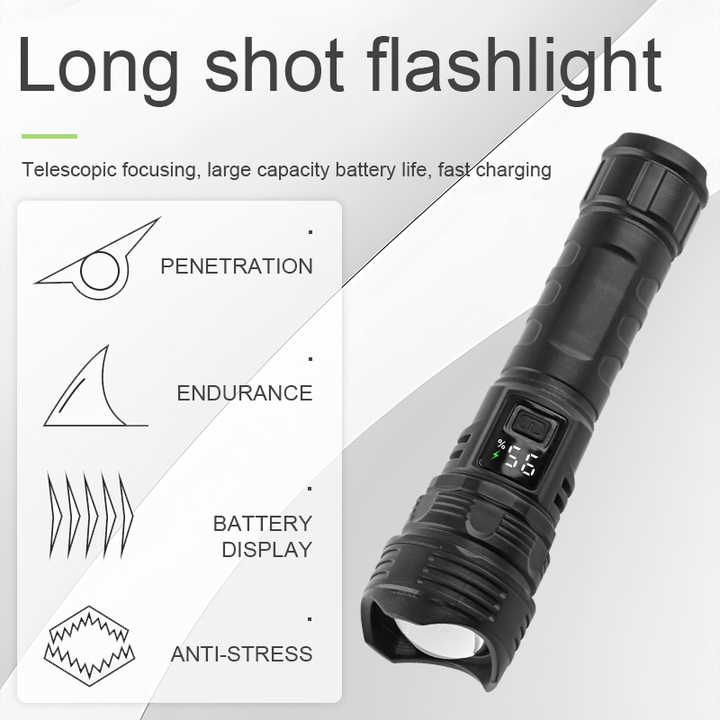 Shopzycart LED Strong Light Flashlight USB Rechargeable Tactical Torch High Power Lamp 1000m Bright Lantern Outdoor Camping