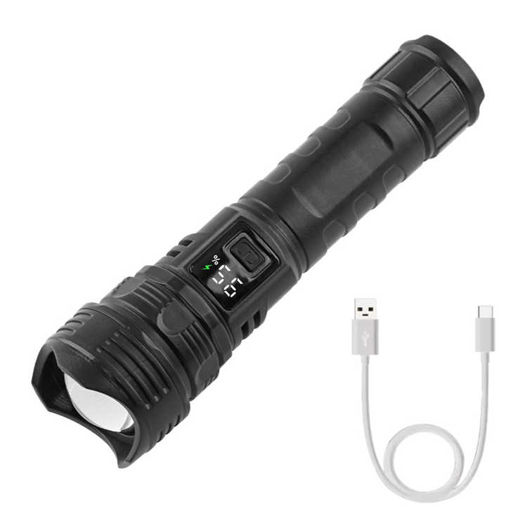 Shopzycart LED Strong Light Flashlight USB Rechargeable Tactical Torch High Power Lamp 1000m Bright Lantern Outdoor Camping